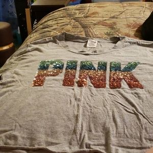 Victoria's secret pink bling crop tee